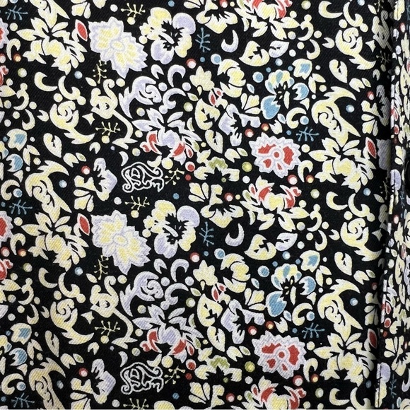 Bobby Chan Men's Size L Silk Bamboo Floral Short Blouse Black Yellow Lightweight - Picture 4 of 11